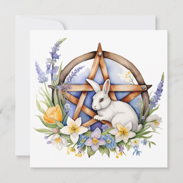 Cartão De Festividades Ostara Bunny Spring Equinox Eostre Wicca (Frente)