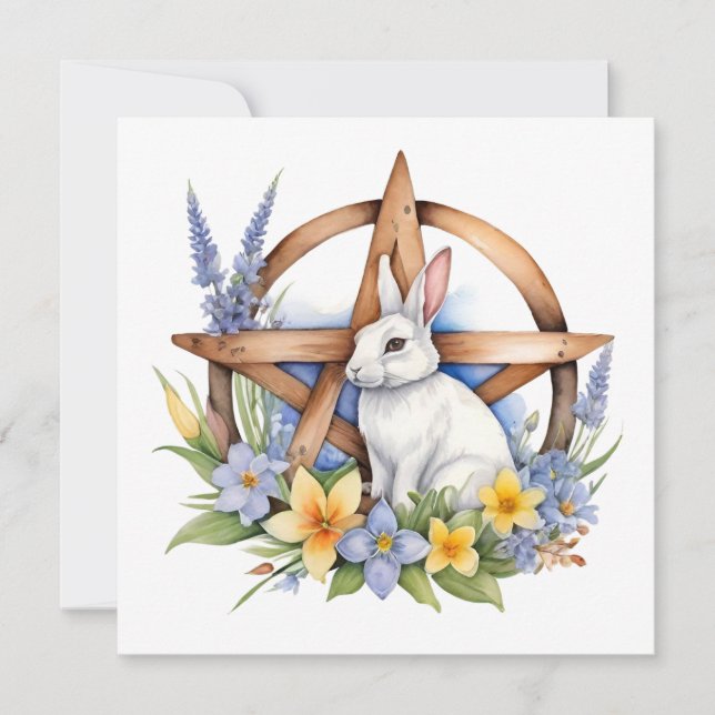 Cartão De Festividades Ostara Bunny Spring Equinox Eostre Wicca (Frente)