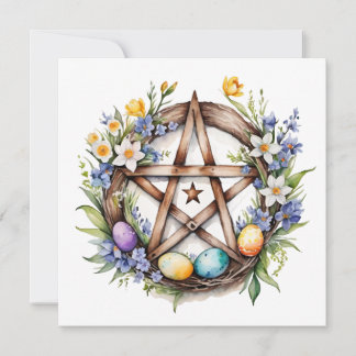 Cartão De Festividades Ostara Estrela Pentáculo Equinócio da Primavera Eo