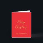 Cartão De Festividades Ótima cor vermelha e Dourada Feliz Natal<br><div class="desc">Representa-se com esta design moderna e elegante. Esse modelo pode ser personalizado para atender a todas as profissões profissionais.</div>