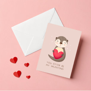 Cartão De Festividades Otter seja meu valentine Punny Cute Kids Dia dos N
