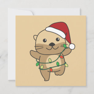 Cartão De Festividades Otters de Feriados de Inverno de Natal