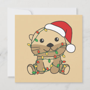 Cartão De Festividades Otters de Feriados de Inverno de Natal