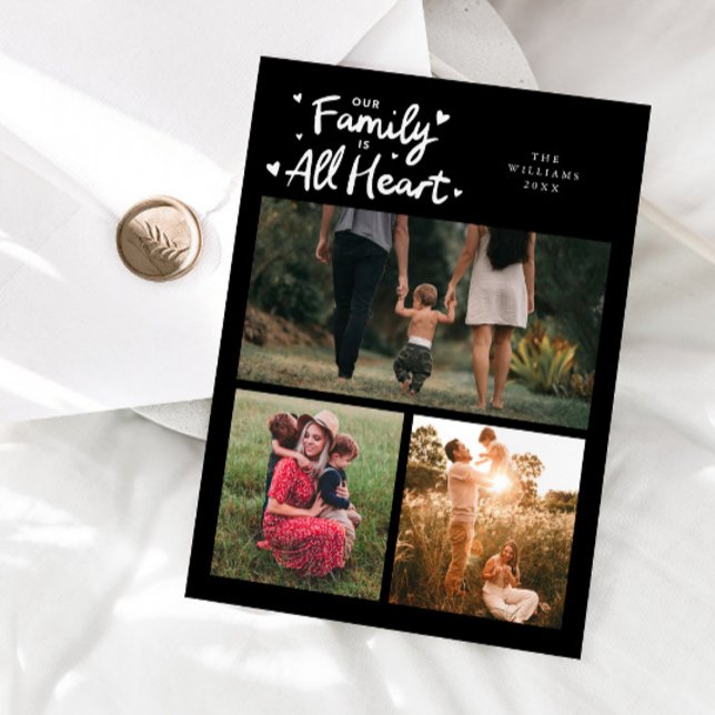 Cartão De Festividades Our Family Is All Heart Black Valentines Day Photo (Criador carregado)