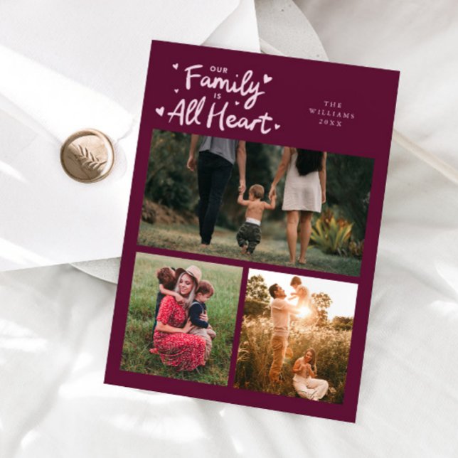 Cartão De Festividades Our Family Is All Heart Cranberry Valentines Photo (Criador carregado)