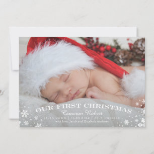 Cartão De Festividades Our First Christmas Birth Announcement Card
