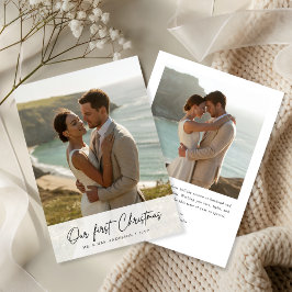 Cartão De Festividades Our First Christmas Script Coastal Photo