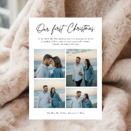 Cartão De Festividades Our First Christmas Script Coastal Photo Newlywed