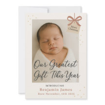 Our Greatest Gift Baby Announcement Holiday Card