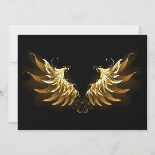 Cartão De Festividades Ouro Angel Wings sobre fundo preto