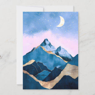 Cartão De Festividades Ouro Celestial Picos Aquarela