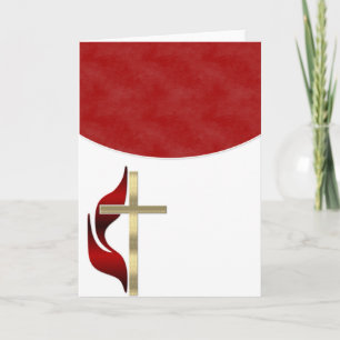 Cartão De Festividades Ouro Cross w Red Vazio Christian Greeting Card