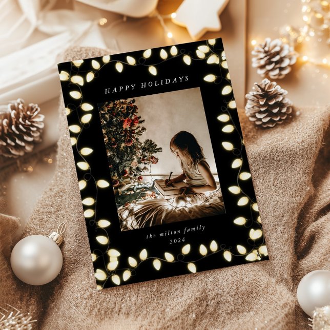 Cartão De Festividades Ouro de Natal - Uma Foto (Criador carregado)