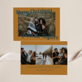 Cartão De Festividades Ouro de Vintage Retroativo e Natal Azul