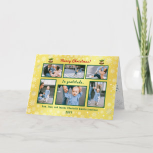 Cartão De Festividades ouro Elegante Cute de Colagem de 6 Fotos Personali