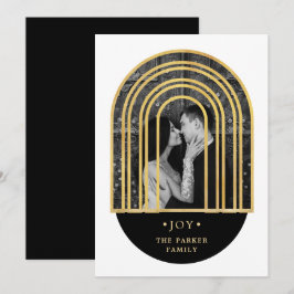 Cartão De Festividades Ouro | Foto de Natal Preto e Branco