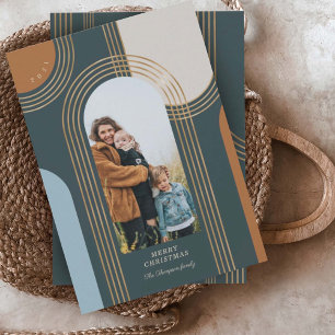 Cartão De Festividades Ouro Geométrico Concentrado Moderno Arcos 1 Foto