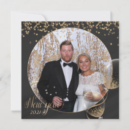 Cartão De Festividades Ouro Negro Feliz Ano Novo 2021 Adicione Sua Própri