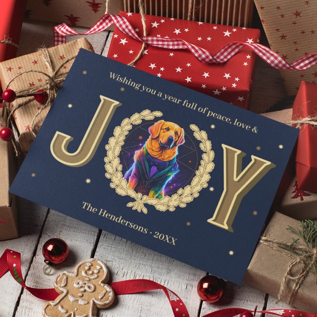 Cartão De Festividades Ouro Personalizado Cachorro de Retriever Natal (Custom Golden Retriever Dog Joy Christmas Holiday Card
)