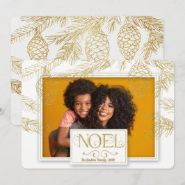 Cartão De Festividades Ouro Pines Noel Botanical Photo