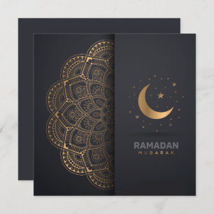 Cartão De Festividades Ouro Ramadan Kareem Mubarak Mandala Cresent Star