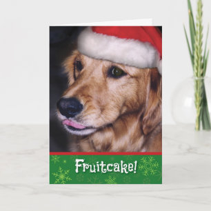Cartão De Festividades Ouro Retriever - Fruta de Natal Engraçado