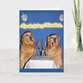 Cartão De Festividades Ouro Retriever Hanukkah Menorah Lighting