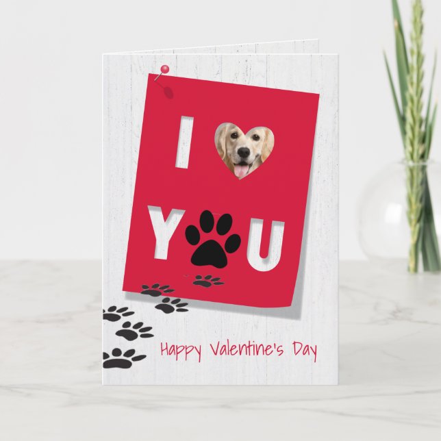 Cartão De Festividades Ouro Retriever I Love You Namorados Holiday Card (Frente)