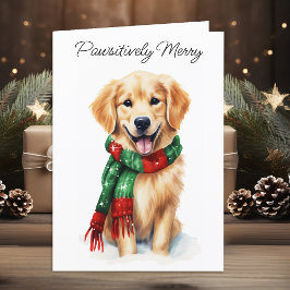 Cartão De Festividades Ouro Retriever Personalizado Cachorro Durante o Na