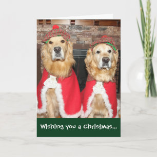 Cartão De Festividades Ouro Retriever Velho Fashied Natal