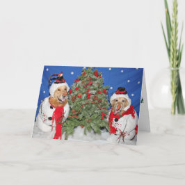 Cartão De Festividades Ouro Retrievers como Natal