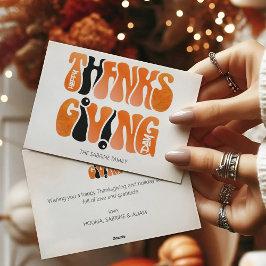 Cartão De Festividades outono de Ação de Graças do Grafite Branco Moderno