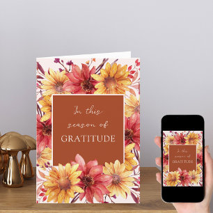 Cartão De Festividades Outono Floral Temporada de Gratidão Ação de Graças