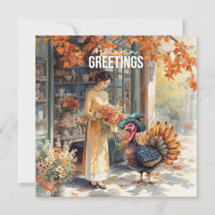 Cartão De Festividades Outono outono A Turquia está no Compro Florista Aç