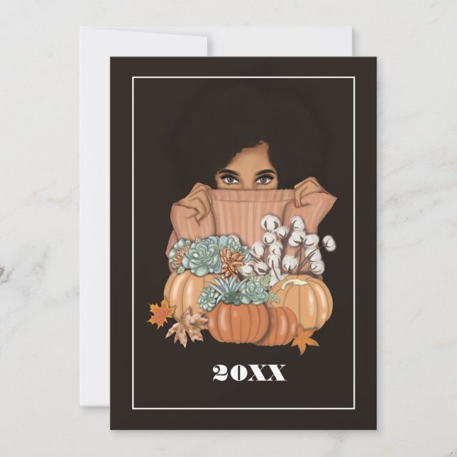 Cartão De Festividades Outono - Saudação de Ação de Graças (Frente)