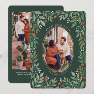 Cartão De Festividades Oval Botânico Feliz Natal Foto