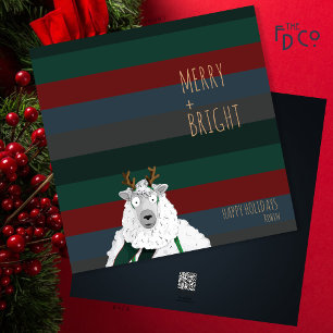 Cartão De Festividades Ovelha "Feliz + Brilho" louca