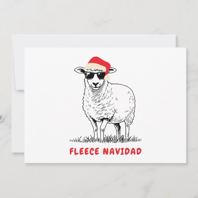 Cartão De Festividades Ovelha Fleece Navidad com Óculos de Sol (Frente)