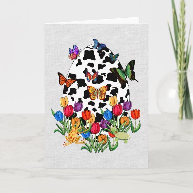 Cartão De Festividades Ovo da páscoa da pele da vaca (Frente)