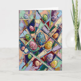 Cartão De Festividades Ovo de Páscoa Abstrato Vibrante Pintura a Óleo Imp