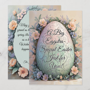 Cartão De Festividades Ovo de Páscoa Floral - Primavera de Pastel Elegant