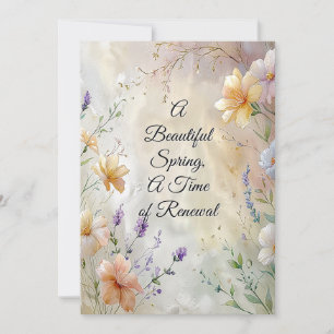 Cartão De Festividades Ovo de Páscoa Floral - Primavera Pastel Elegante