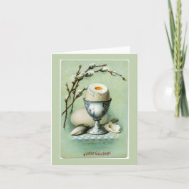 Cartão De Festividades Ovo de vintage numa placa de Páscoa de taça