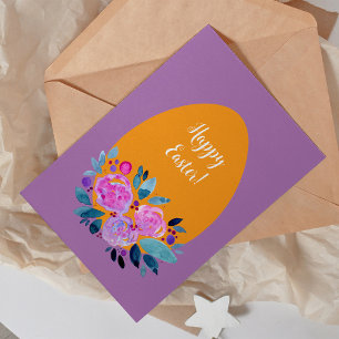 Cartão De Festividades ovo floral a aquarela do felz pascoa
