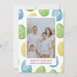 Cartão De Festividades Ovos com padrão de aquarela elegante Foto Feliz Pá
