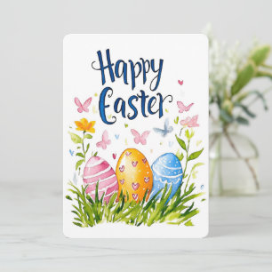 Cartão De Festividades Ovos de Aquarela felz pascoa