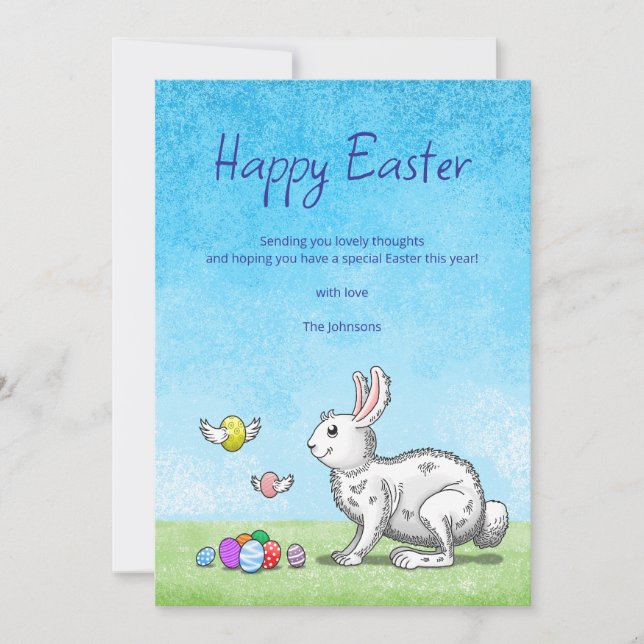 Cartão De Festividades Ovos de Coelhinho da Páscoa (Frente)
