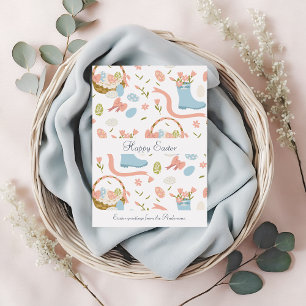 Cartão De Festividades Ovos De Felz pascoa Coloridos Na Cesta De Primaver