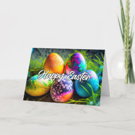 Cartão De Festividades Ovos de Felz pascoa decorativos vibrantes