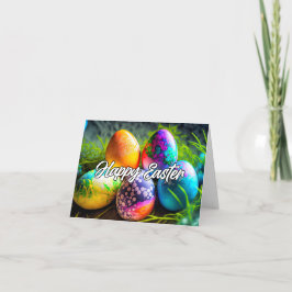 Cartão De Festividades Ovos de Felz pascoa decorativos vibrantes